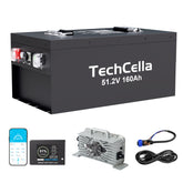 TechCella 48V Lithium Battery Golf Cart 160Ah, 200A BMS, Touch Screen & Bluetooth, with 58.4V 22A Charger, Low Temp Cut Off, Max 10.24kW Power Output for EZ GO, Club Car, Yamaha Golf Cart