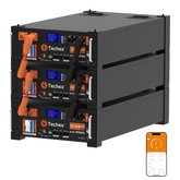 Techex 48V 600Ah Server Rack Battery LiFePO4 (3 Pack 48V 200Ah), 200A BMS with Inverter Communication, 30.72kWh Solar Battery with WiFi & Bluetooth Monitoring, Fire Suppression for Off-Grid, Backup