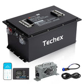 Techex 48V 105Ah Lithium Battery for Golf Cart, 200A BMS, Touch Screen & Mobile APP, with 58.4V 22A Charger, Low Temp Cut Off, Max 10.24kW Power Output for EZ GO, Club Car, Yamaha Golf Cart