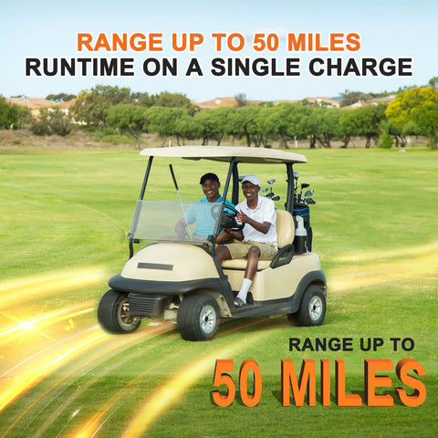 Techex 48V Lithium Battery 100Ah for Golf Cart, 200A BMS, Touch Screen & Mobile APP, with 58.4V 18A Charger, Low Temp Cut Off, Max 10.24kW Power Output for EZ GO, Club Car, Yamaha Golf Cart