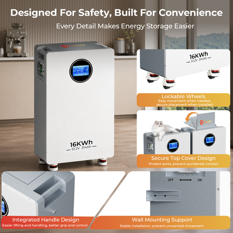 Techex 51.2V 314Ah LiFePO4 Lithium Battery Floor Standing, 16kWh | Bluetooth & WiFi | Fire-suppression