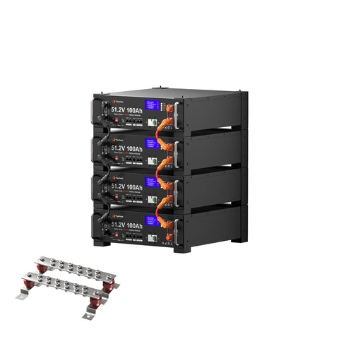 Techex 48V 100Ah LiFePO4 Battery, 100A BMS with Inverter Communication, 3U Rack-Mount, Smart Display & Bluetooth, 6000+ Cycles, Max. 5.12kW Power Output for Off-Grid, Solar System, Backup