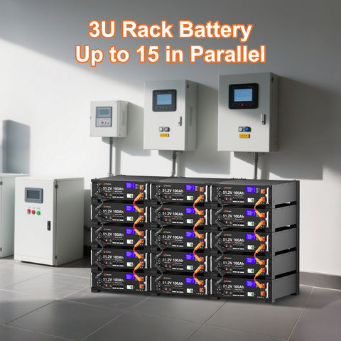 Techex 48V 100Ah LiFePO4 Battery, 100A BMS with Inverter Communication, 3U Rack-Mount, Smart Display & Bluetooth, 6000+ Cycles, Max. 5.12kW Power Output for Off-Grid, Solar System, Backup