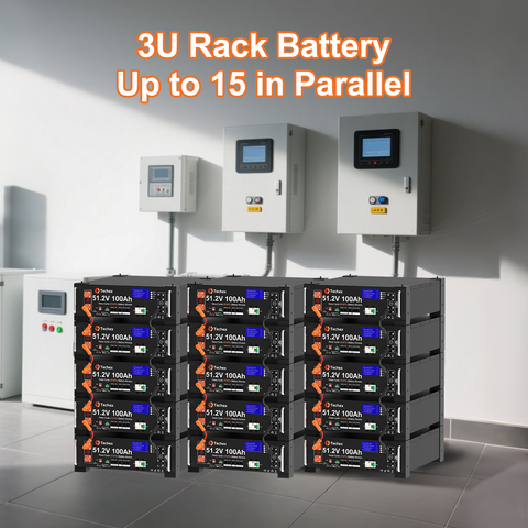 [UPGRADED VERSION]Techex 48V 100Ah LiFePO4 Battery, 100A BMS with Inverter Communication, 3U Rack-Mount, WiFi& Bluetooth& Smart Display, Fire Suppression, Max. 5.12kW Power Output for Off-Grid, Solar System, Backup