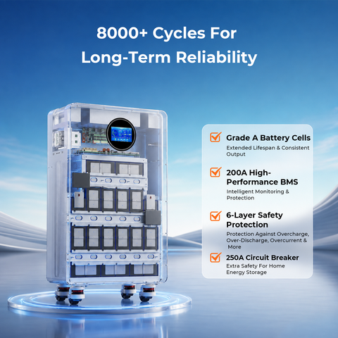 Techex 51.2V 314Ah LiFePO4 Lithium Battery Floor Standing, 16kWh | Bluetooth & WiFi | Fire-suppression