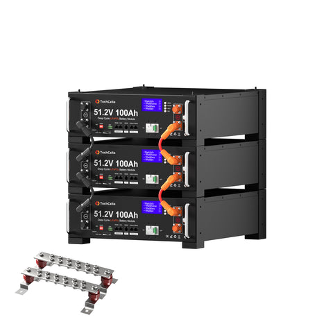 TechCella 48V 100Ah LiFePO4 Battery, 100A BMS with Inverter Communication, 3U Rack-Mount, Smart Display & Bluetooth, 6000+ Cycles, Max. 5.12kW Power Output for Off-Grid, Solar System, Backup