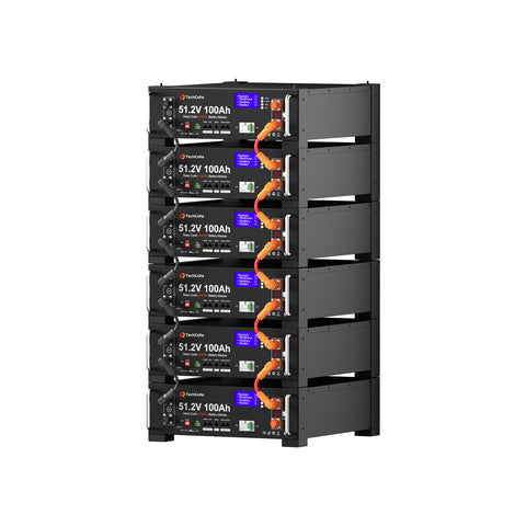 TechCella 48V 100Ah LiFePO4 Battery, 100A BMS with Inverter Communication, 3U Rack-Mount, Smart Display & Bluetooth, 6000+ Cycles, Max. 5.12kW Power Output for Off-Grid, Solar System, Backup